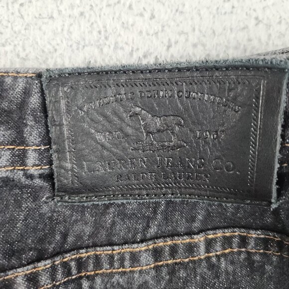 Ralph Lauren Classic Denim Mini Midi Skirt Womens 10 Black Button Front Cotton - Picture 7 of 8